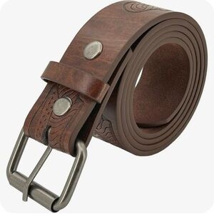 Western Leather Belts for Men & Women - Eagle Engraved Brown